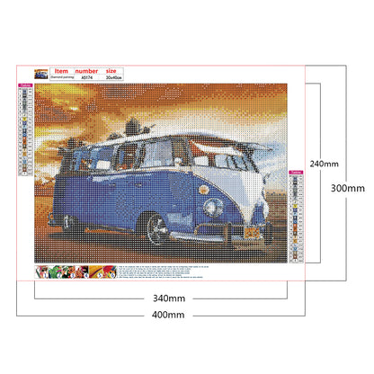 Blue Bus - Full Round Drill Diamond Painting 40*30CM