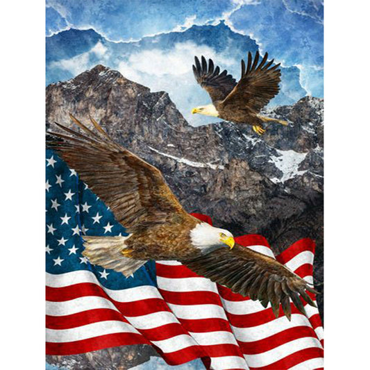 Flag With Eagle - Full Round Drill Diamond Painting 30*40CM