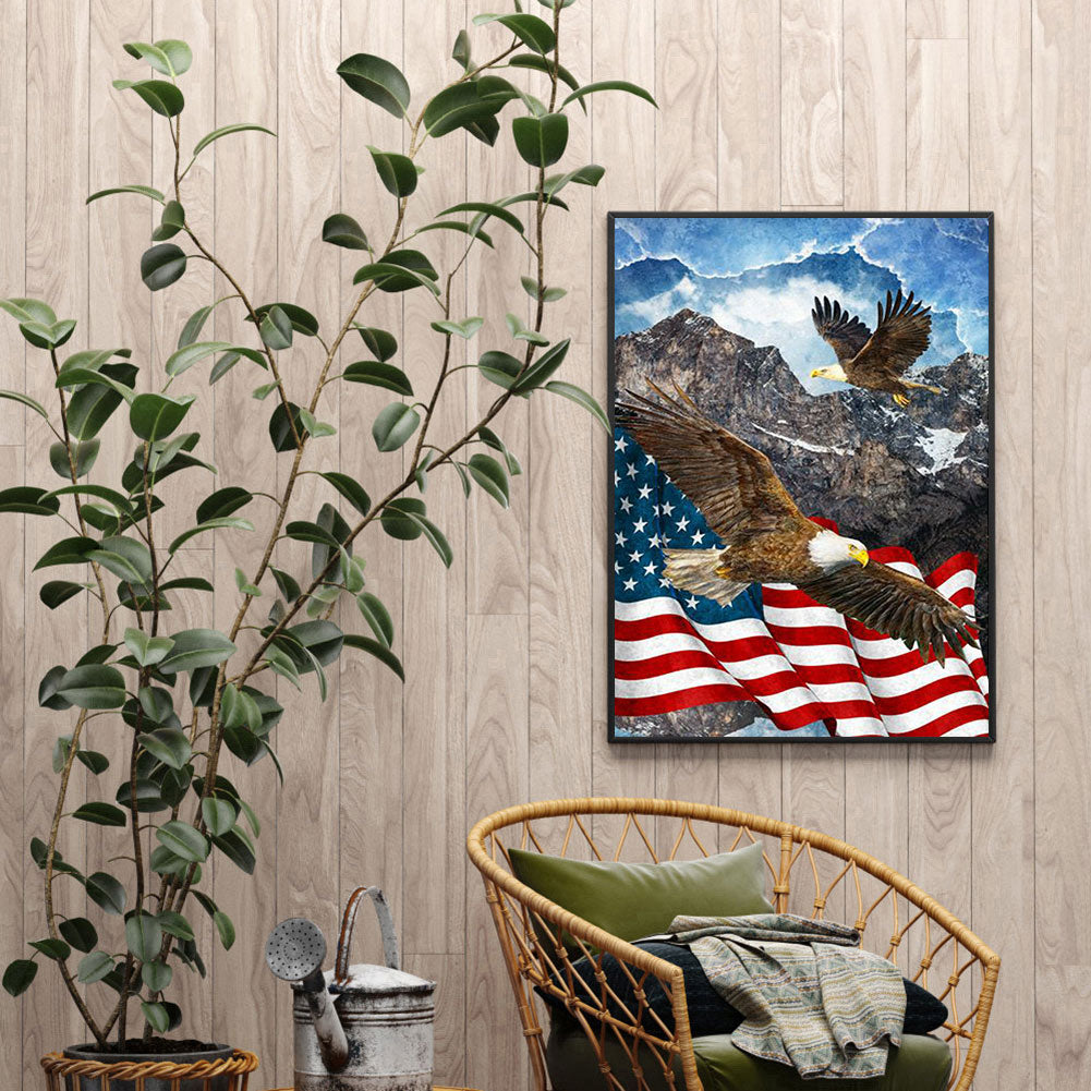 Flag With Eagle - Full Round Drill Diamond Painting 30*40CM