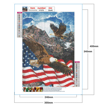 Flag With Eagle - Full Round Drill Diamond Painting 30*40CM