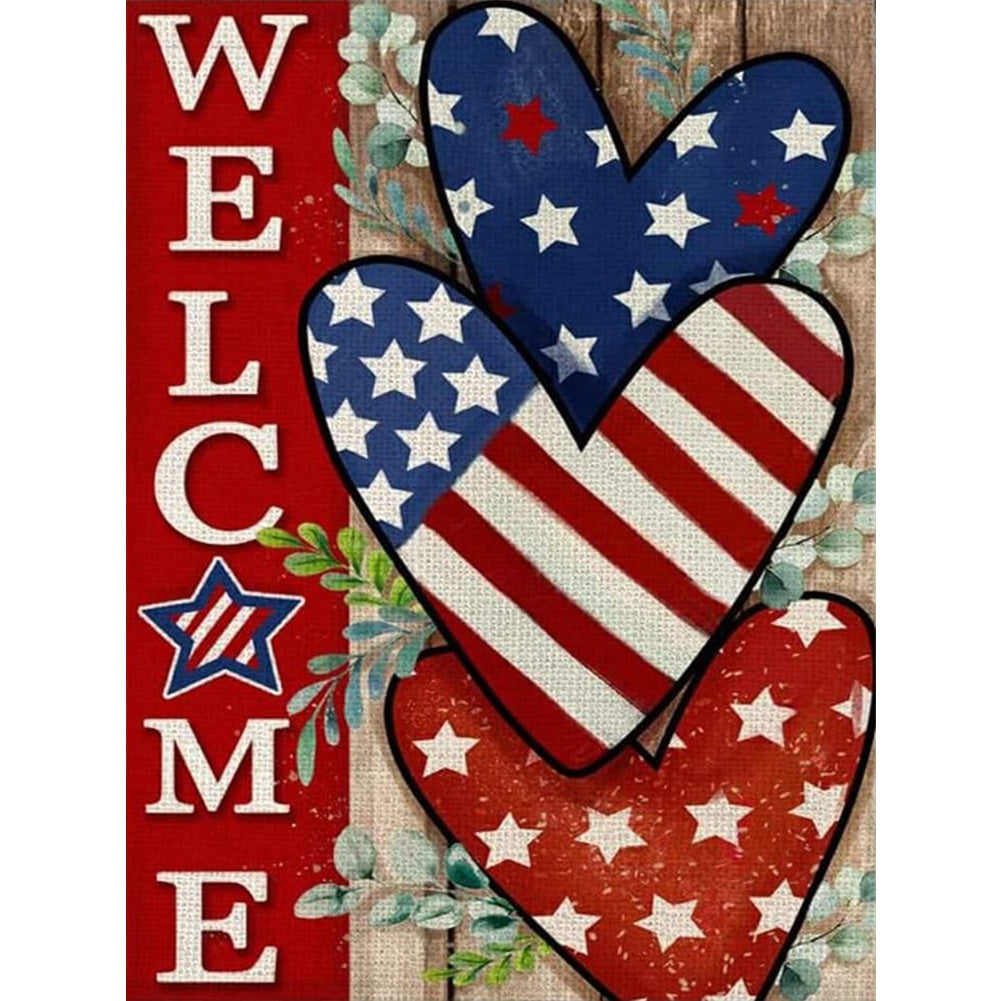 Flag Love - Full Round Drill Diamond Painting 30*40CM