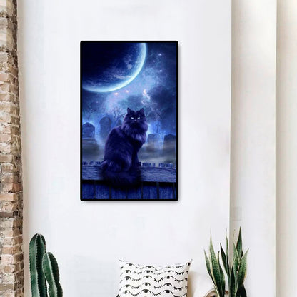 Black Cat In The Dark - Full Round Drill Diamond Painting 30*50CM