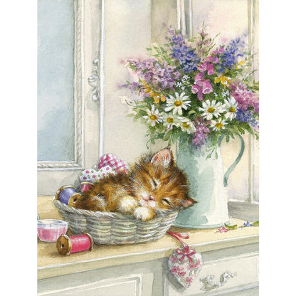 Cat - Full Round Drill Diamond Painting 30*40CM