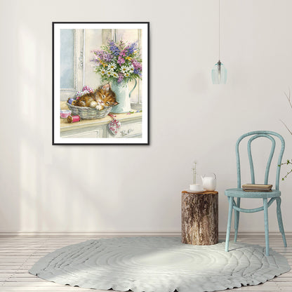 Cat - Full Round Drill Diamond Painting 30*40CM