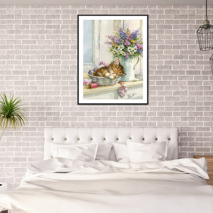 Cat - Full Round Drill Diamond Painting 30*40CM