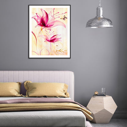 Pink Flowers - Full Round Drill Diamond Painting 30*40CM