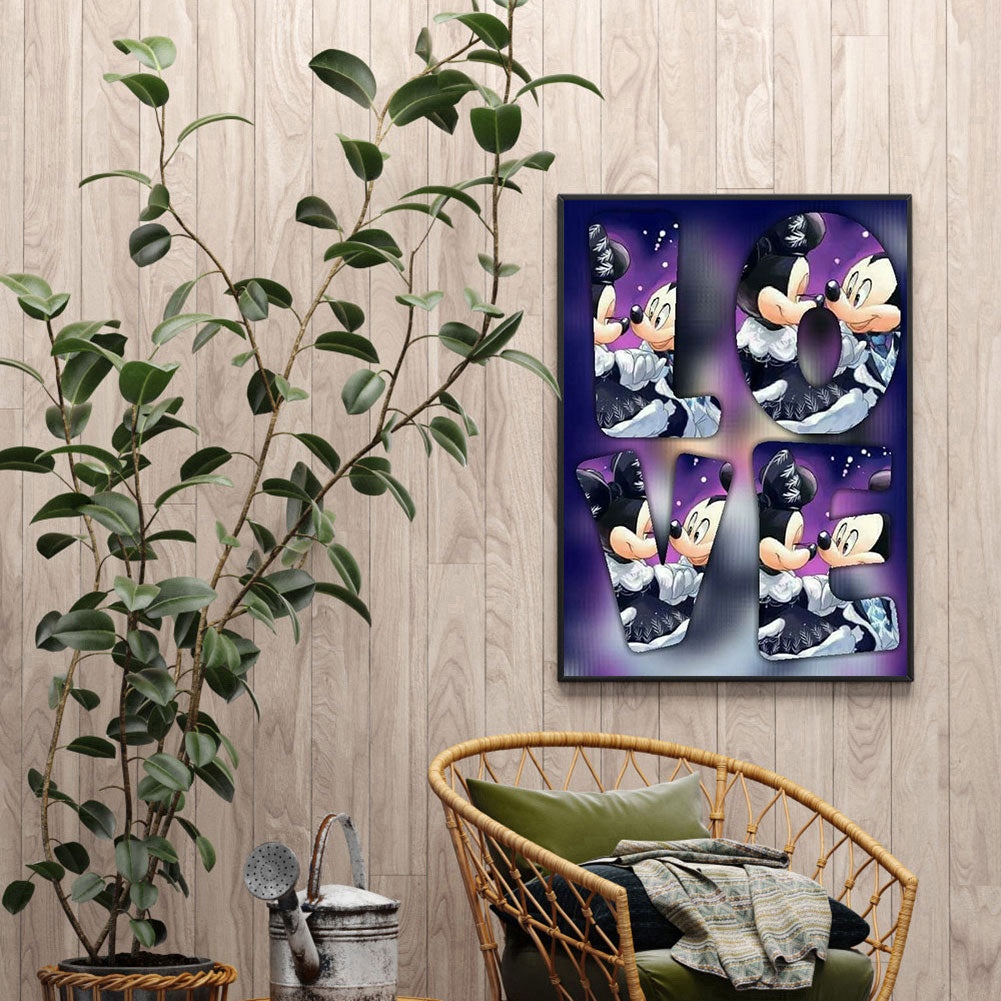 Mickey Mouse Love - Full Round Drill Diamond Painting 40*50CM