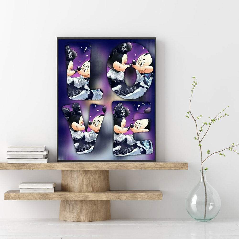 Mickey Mouse Love - Full Round Drill Diamond Painting 40*50CM