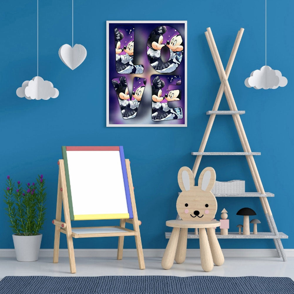 Mickey Mouse Love - Full Round Drill Diamond Painting 40*50CM