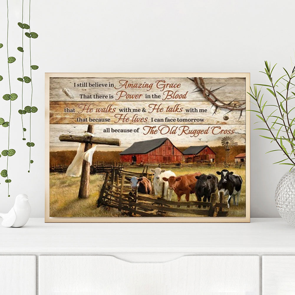 Farm Animals Calligraphy And Painting - Full Round Drill Diamond Painting 50*40CM