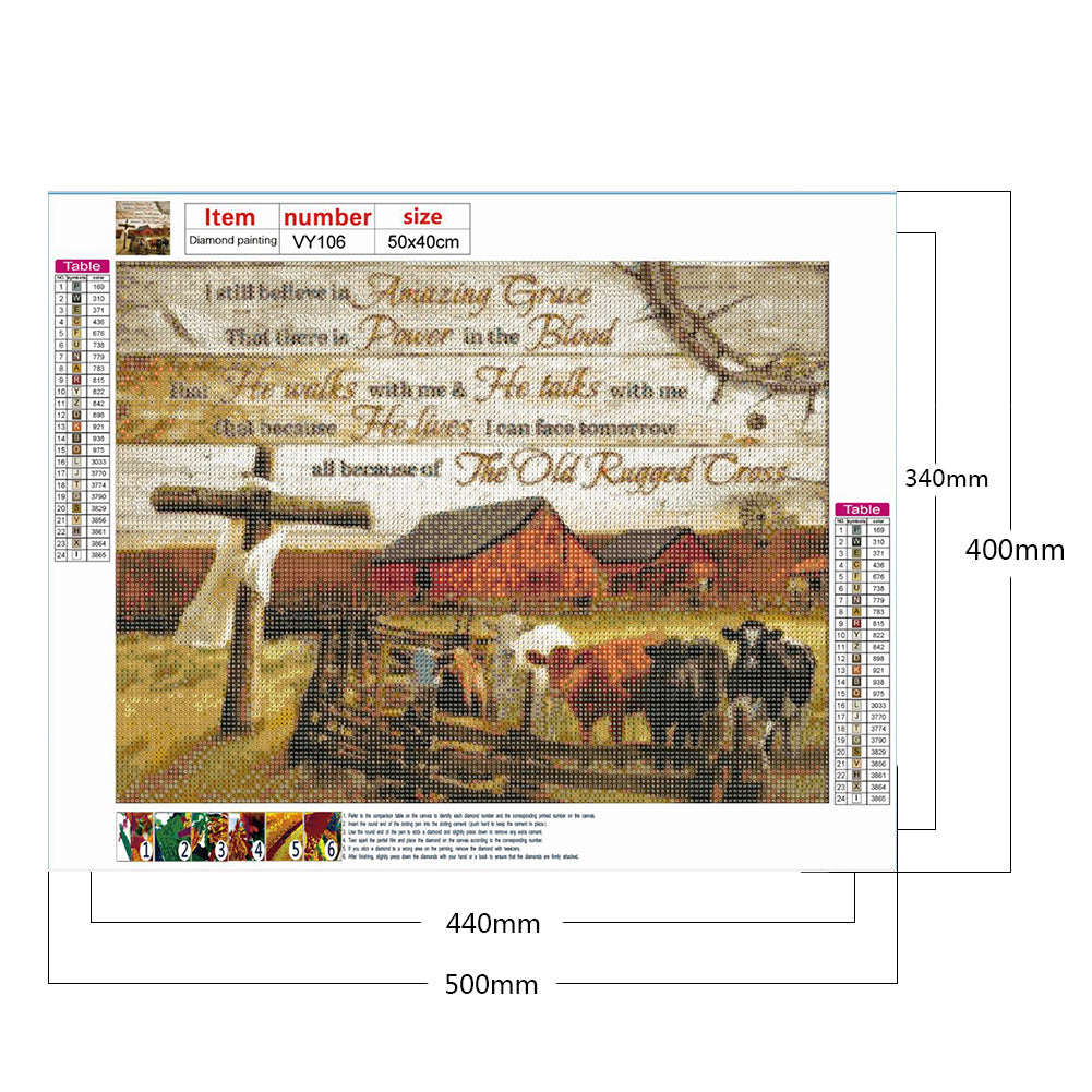 Farm Animals Calligraphy And Painting - Full Round Drill Diamond Painting 50*40CM