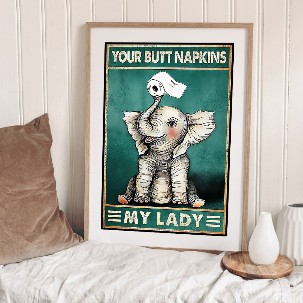 Elephant Handing A Tissue - 11CT Stamped Cross Stitch 40*55CM