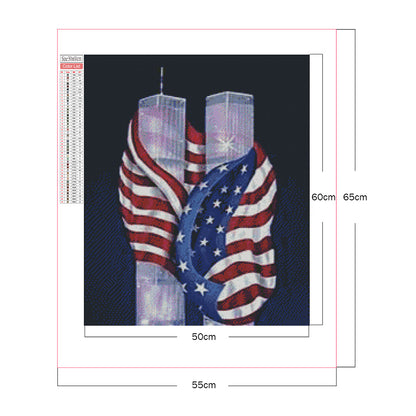 Flag Twin Towers - Full Square Drill Diamond Painting 50*60CM