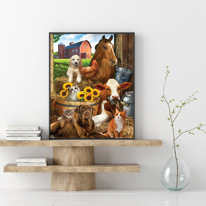 Farm Cows And Horses - Full Round Drill Diamond Painting 30*40CM