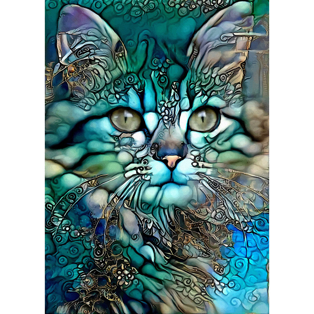 Blue Cat - Full Square Drill Diamond Painting 30*40CM