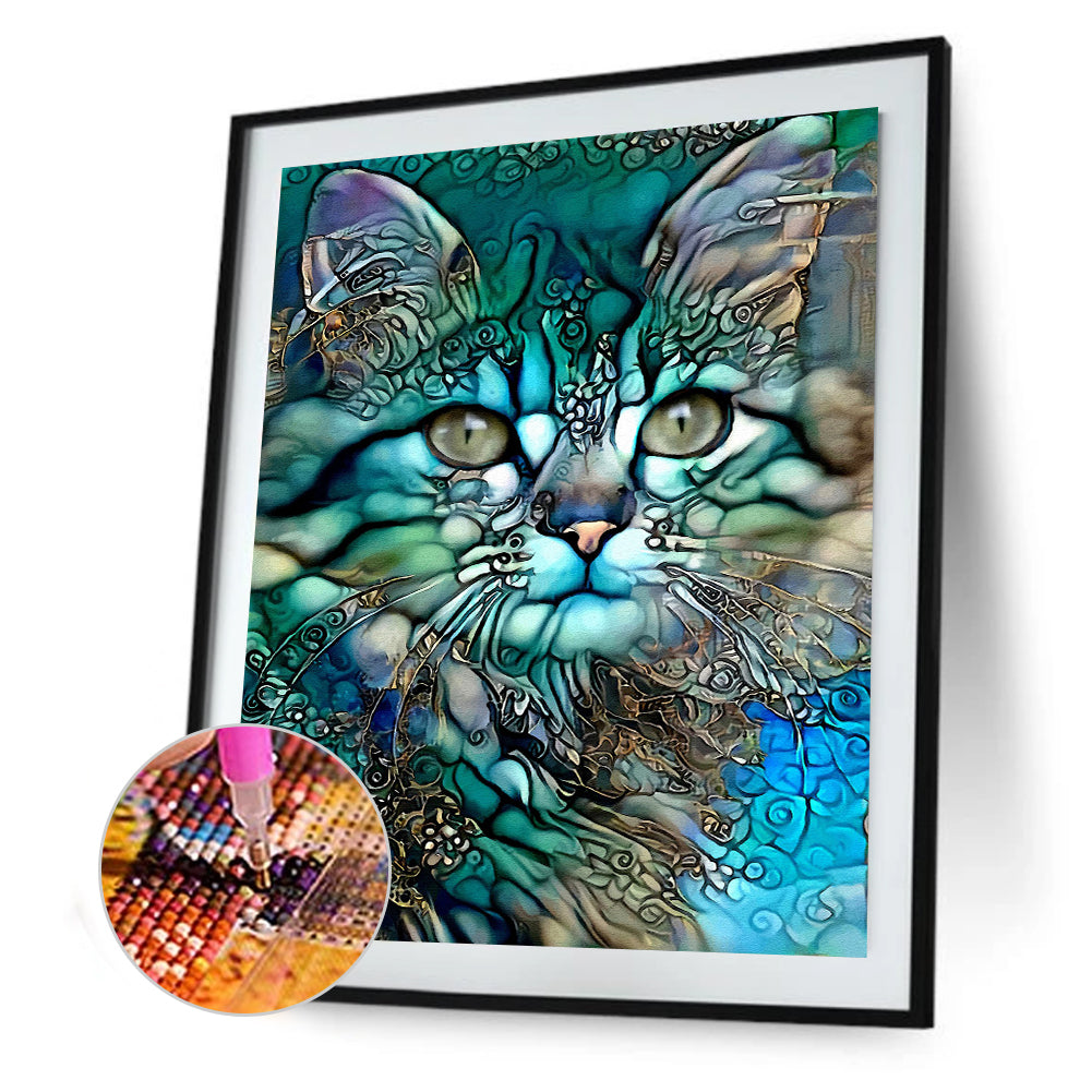 Blue Cat - Full Square Drill Diamond Painting 30*40CM