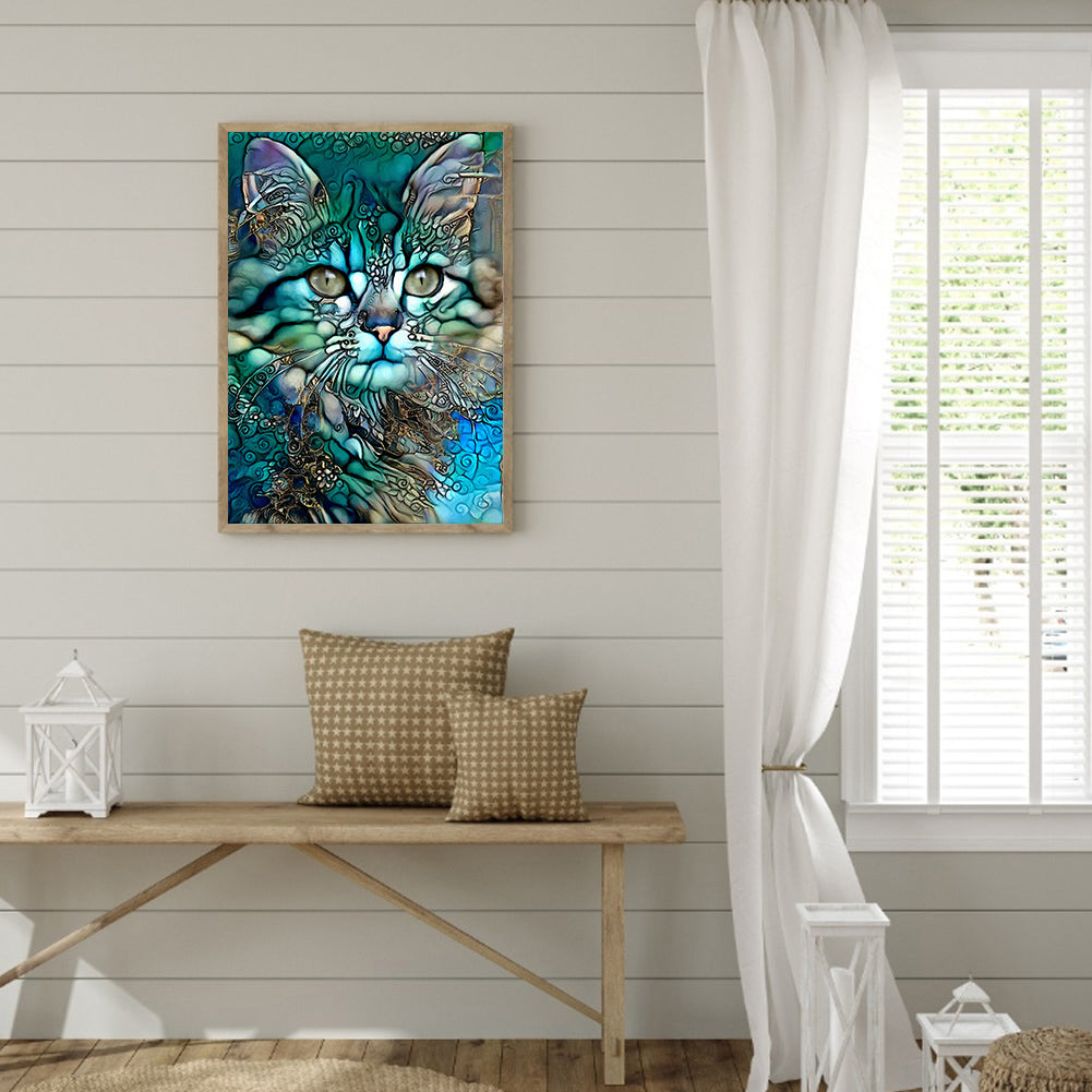 Blue Cat - Full Square Drill Diamond Painting 30*40CM