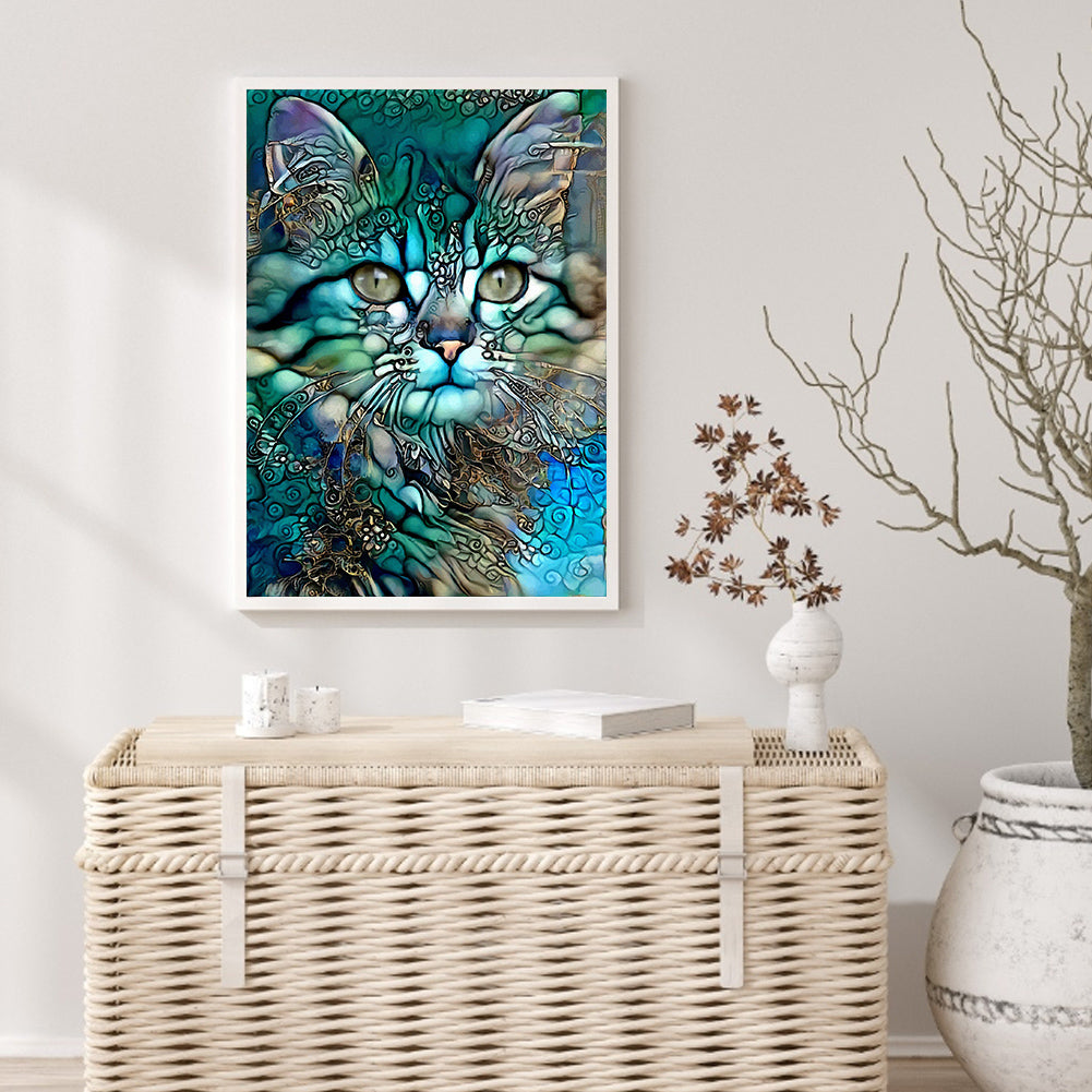 Blue Cat - Full Square Drill Diamond Painting 30*40CM