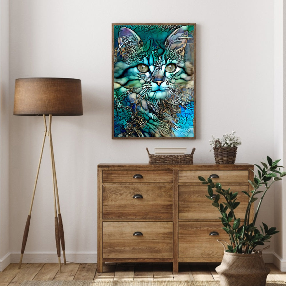 Blue Cat - Full Square Drill Diamond Painting 30*40CM