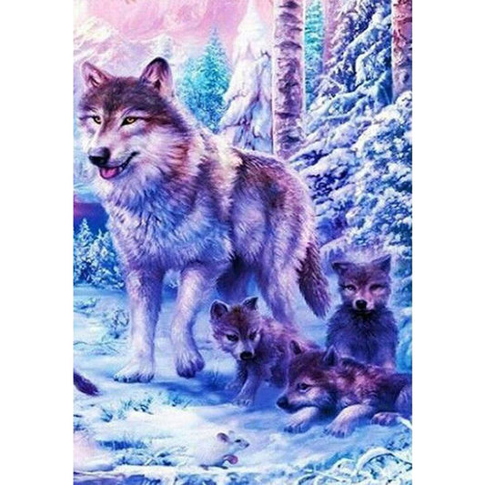 Wolf In The Snow - Full Square Drill Diamond Painting 30*40CM