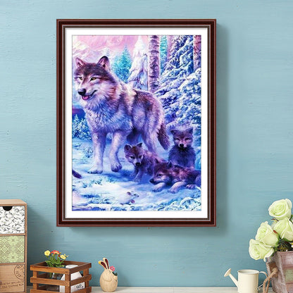 Wolf In The Snow - Full Square Drill Diamond Painting 30*40CM