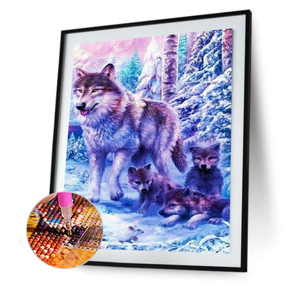 Wolf In The Snow - Full Square Drill Diamond Painting 30*40CM