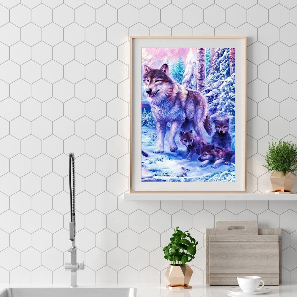 Wolf In The Snow - Full Square Drill Diamond Painting 30*40CM