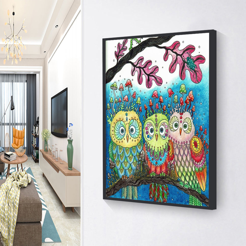 Owl - Full Square Drill Diamond Painting 30*40CM