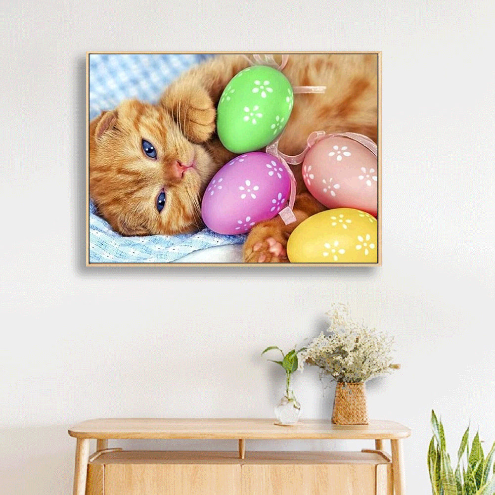 Easter Egg Cat - Full Square Drill Diamond Painting 30*40CM