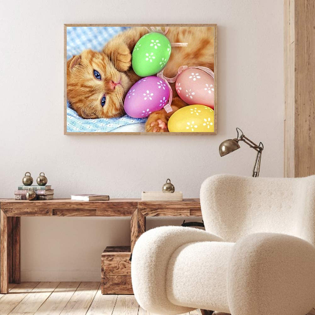 Easter Egg Cat - Full Square Drill Diamond Painting 30*40CM