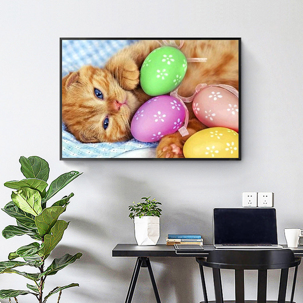 Easter Egg Cat - Full Square Drill Diamond Painting 30*40CM