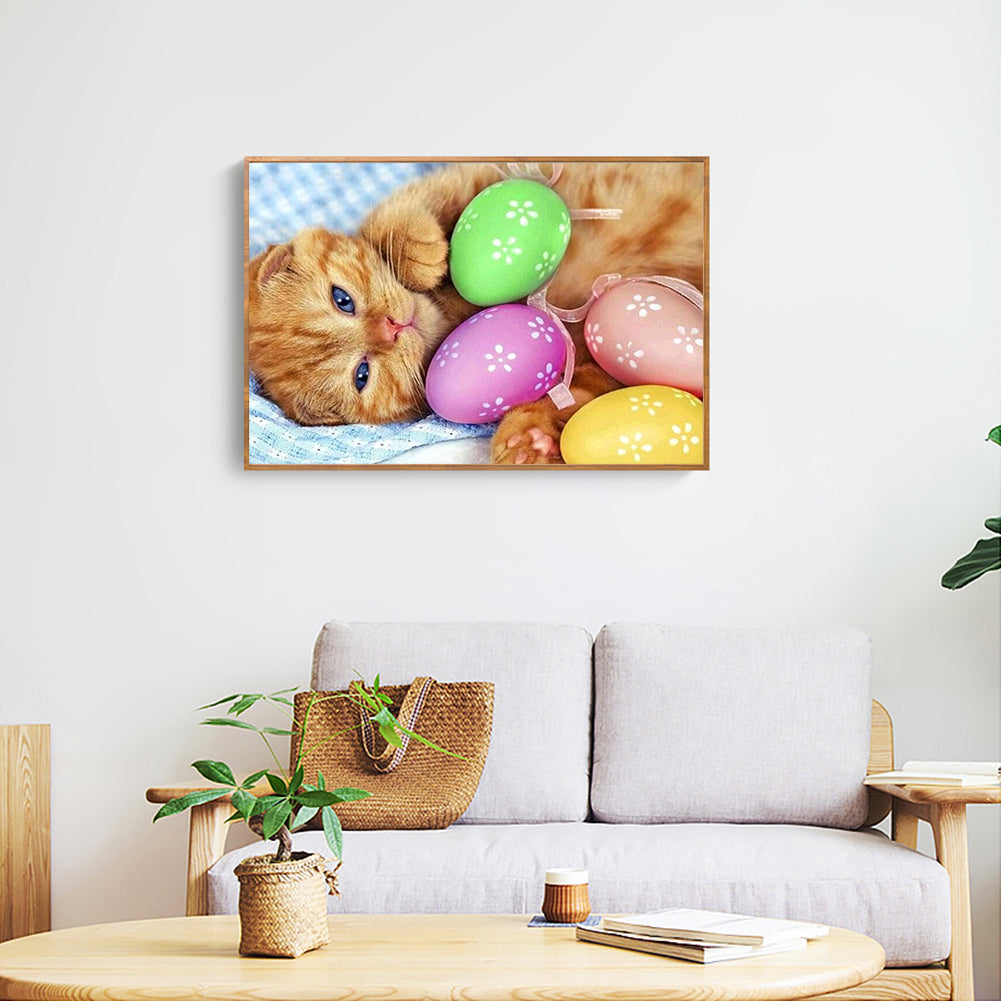 Easter Egg Cat - Full Square Drill Diamond Painting 30*40CM