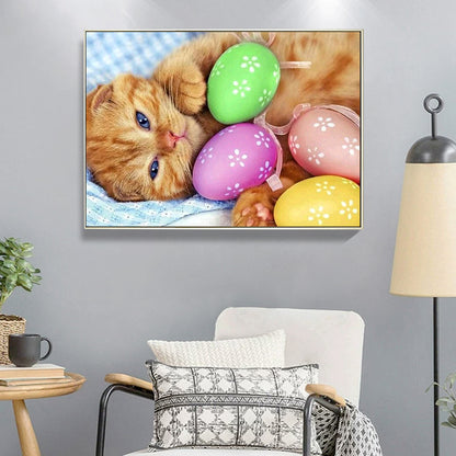 Easter Egg Cat - Full Square Drill Diamond Painting 30*40CM