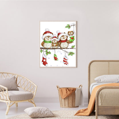 Bird In Santa Hat - Full Square Drill Diamond Painting 30*40CM