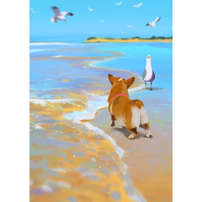 Corgi By The Sea - Full Square Drill Diamond Painting 30*40CM