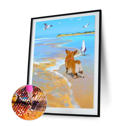 Corgi By The Sea - Full Square Drill Diamond Painting 30*40CM