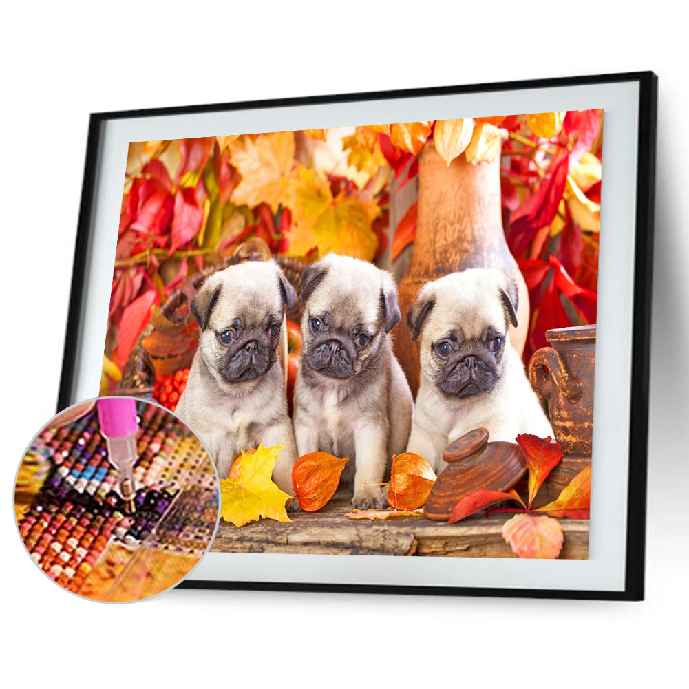 Three Puppies - Full Square Drill Diamond Painting 30*40CM