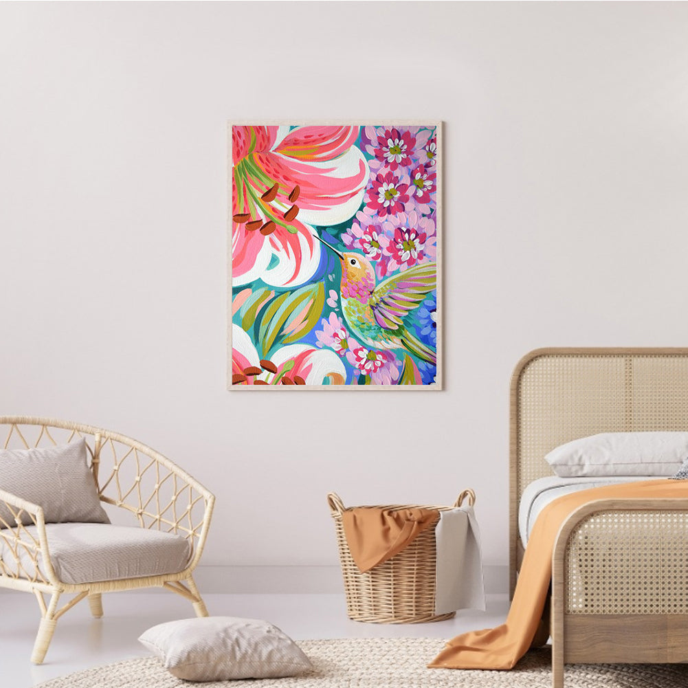 Hummingbirds Gather Honey - Full Square Drill Diamond Painting 40*50CM