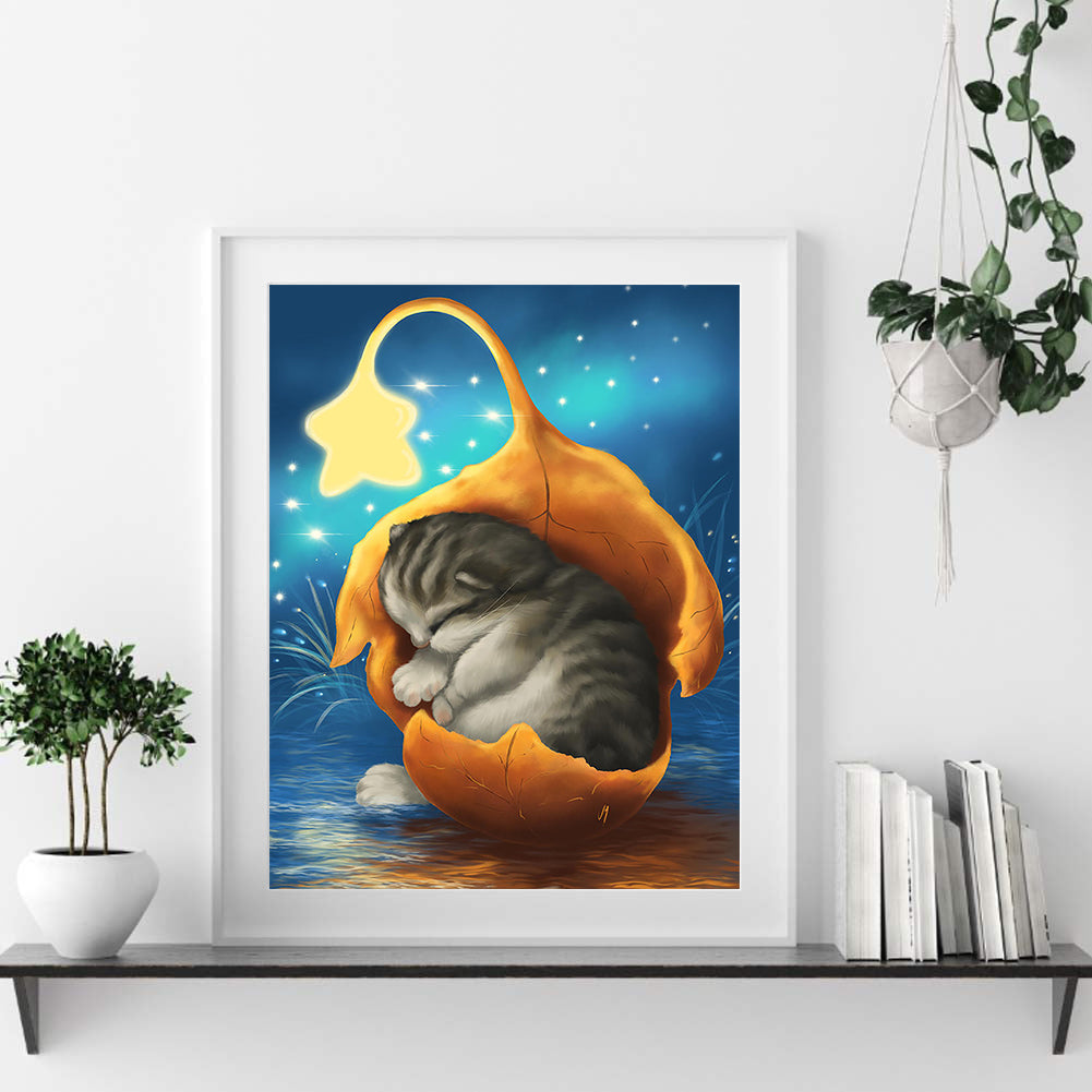 Leaves Cat - Full Square Drill Diamond Painting 30*40CM
