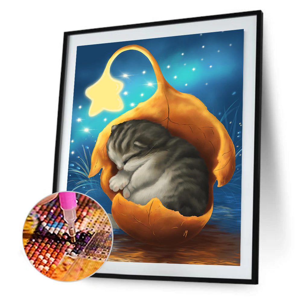 Leaves Cat - Full Square Drill Diamond Painting 30*40CM