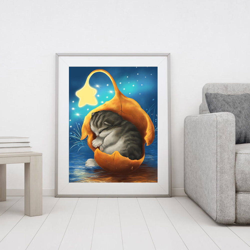 Leaves Cat - Full Square Drill Diamond Painting 30*40CM