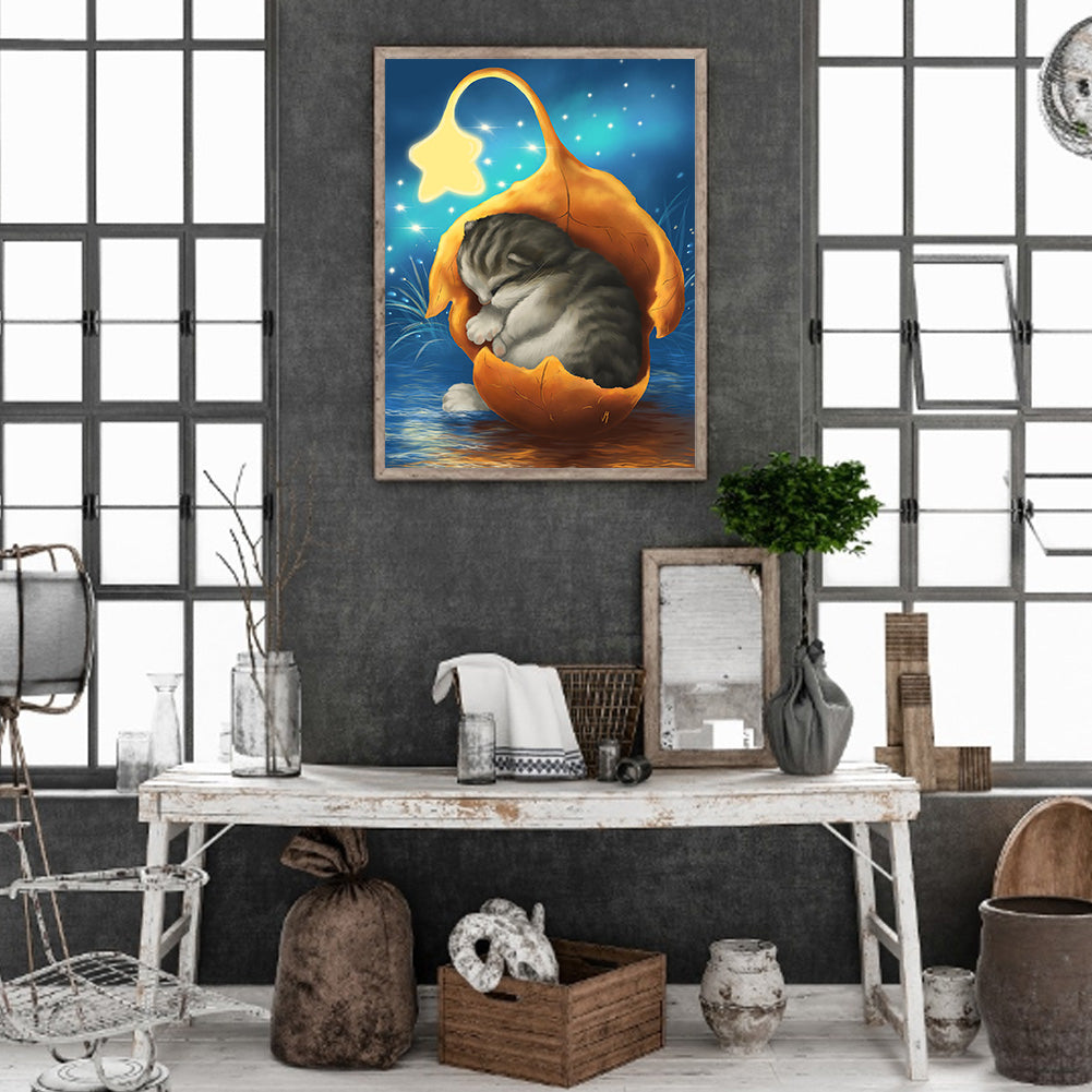 Leaves Cat - Full Square Drill Diamond Painting 30*40CM