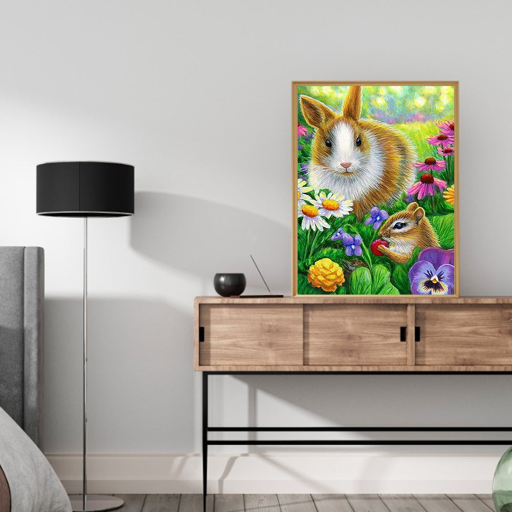 Squirrel And Rabbit - Full Square Drill Diamond Painting 30*40CM