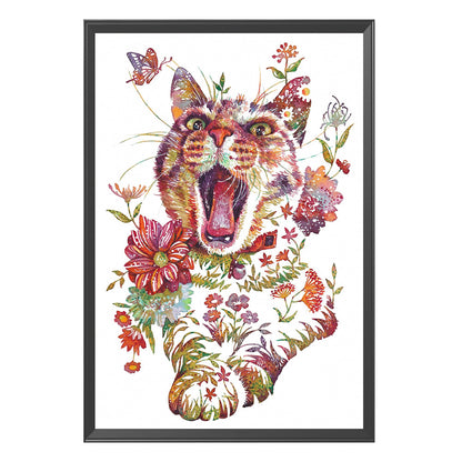 Yawning Cat - 11CT Stamped Cross Stitch 36*50CM