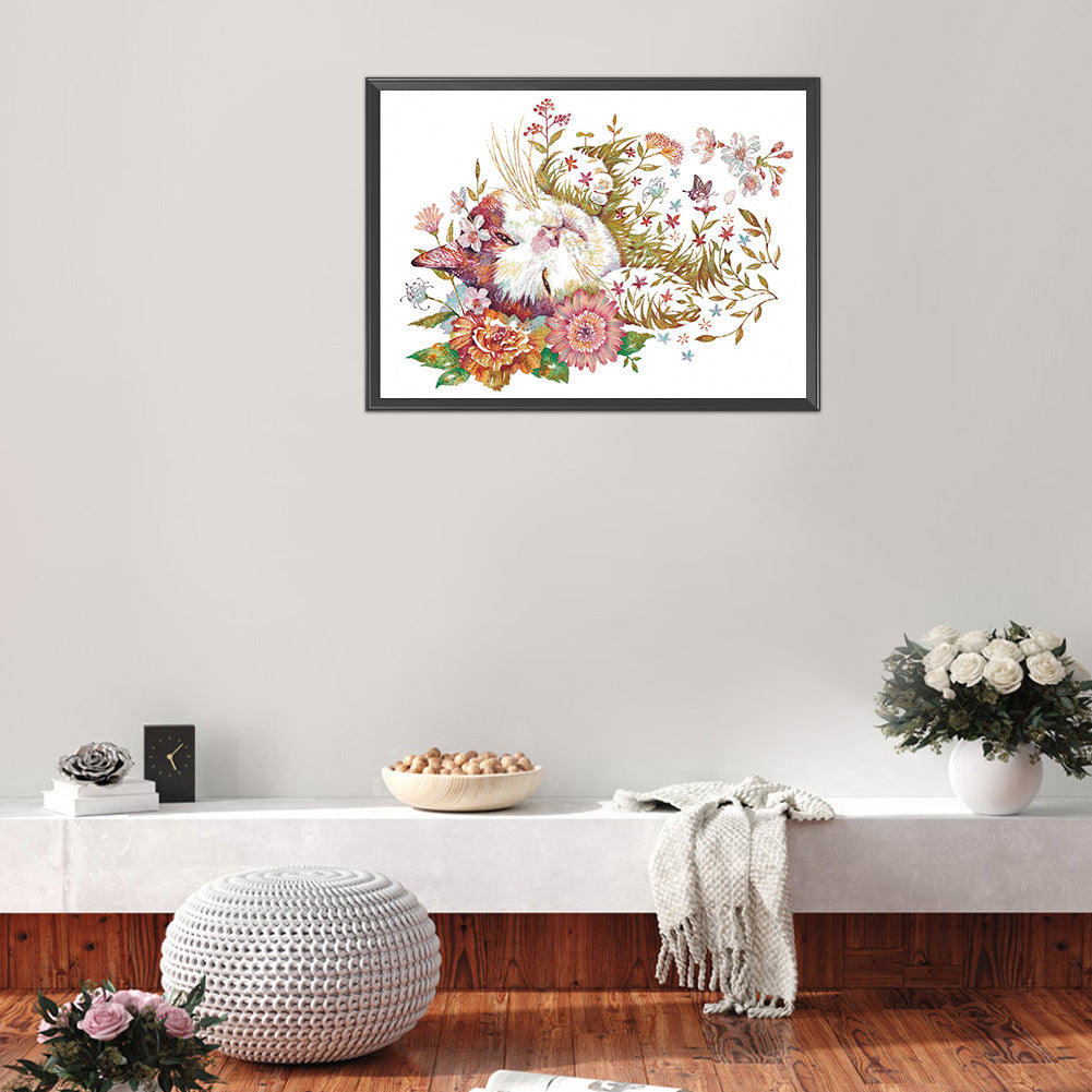 Lazy Cat - 11CT Stamped Cross Stitch 50*40CM