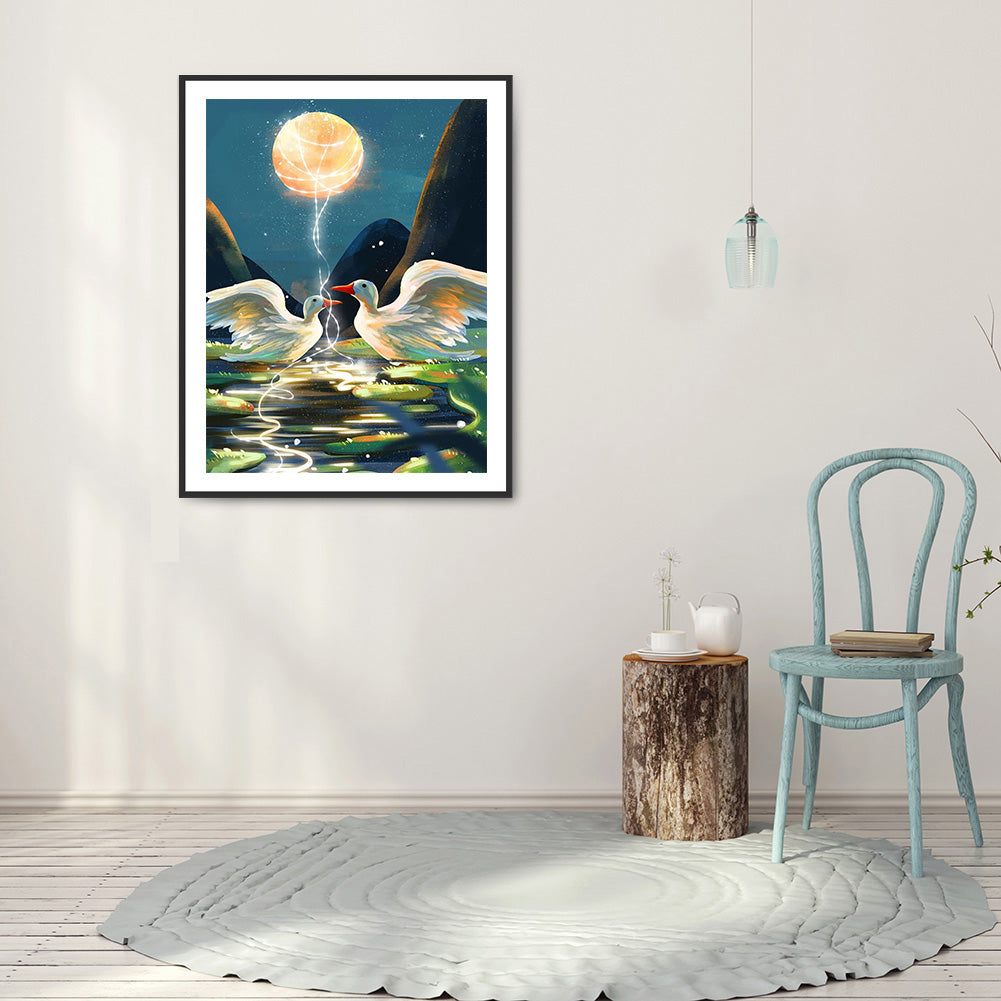 Swan - Full Round Drill Diamond Painting 30*40CM