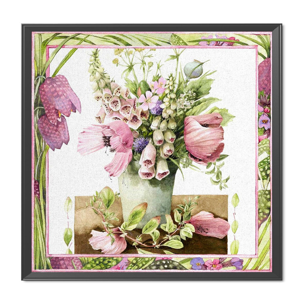 Vase In Frame - 11CT Stamped Cross Stitch 50*50CM