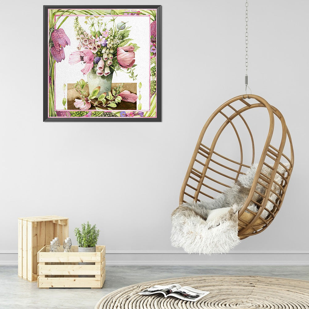 Vase In Frame - 11CT Stamped Cross Stitch 50*50CM