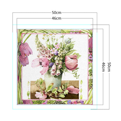 Vase In Frame - 11CT Stamped Cross Stitch 50*50CM