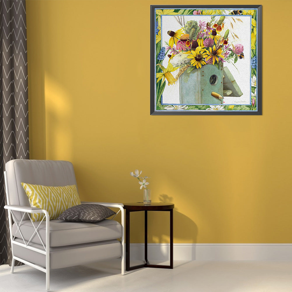 Vase In Frame - 11CT Stamped Cross Stitch 50*50CM